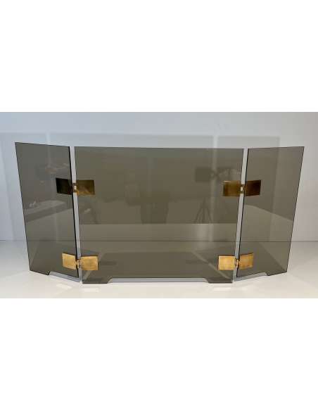 Three-pane glass fire screen from the 1970s-Bozaart