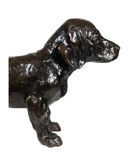 François Pompon. Bronze sculpture, model "Chien basset TOC", Year 2006.-Bozaart