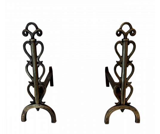 Wrought iron andirons from the 40s