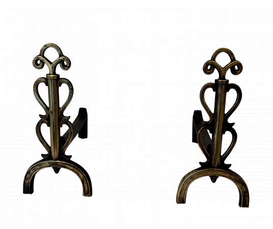 Brass andirons "Subes" model, Year 40