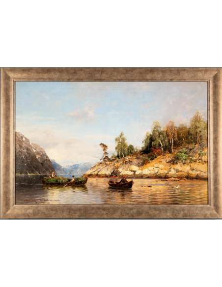Peinture paysage, Huile sur toile+de Georg Anton Rasmussen-Bozaart