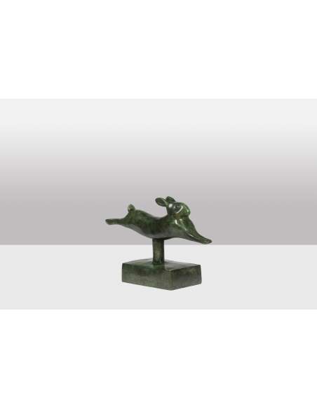 François Pompon. Bronze sculpture model "Lapin courant" Year 2006.-Bozaart