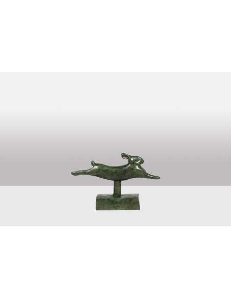 François Pompon. Sculpture en Bronze modèle « Lapin courant » Année 2006.-Bozaart