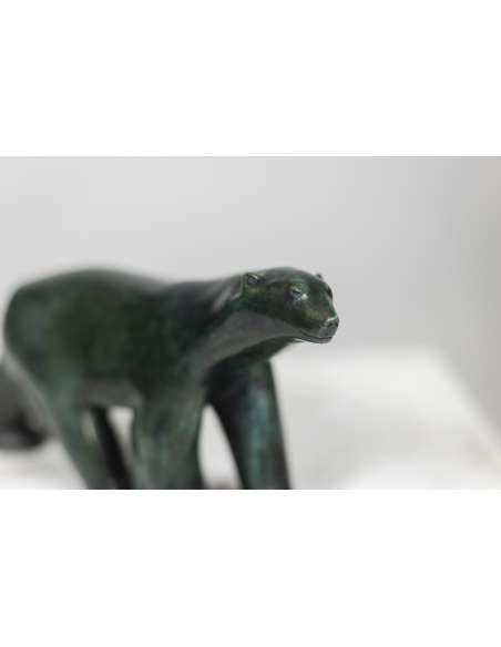 François Pompon. Green sculpture in Bronze model "White Bear", Year 2006.-Bozaart