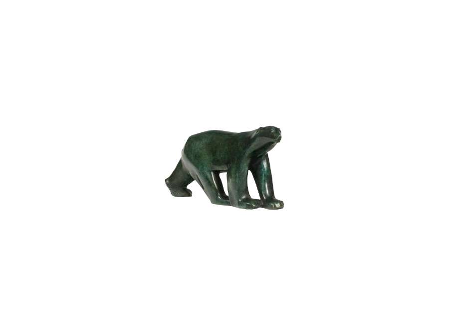 François Pompon. Green sculpture in Bronze +model "White Bear", Year 2006.