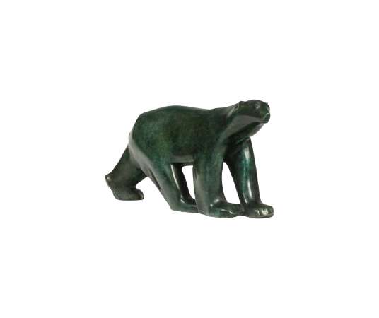 François Pompon. Green sculpture in Bronze model "White Bear", Year 2006.