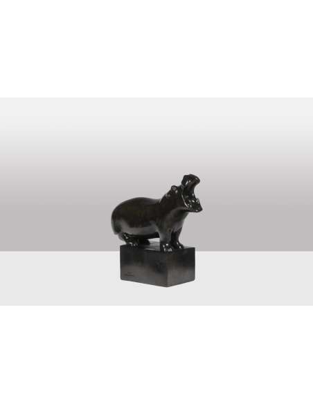 François Pompon. Bronze sculpture model "Hippopotamus", Year 2006.-Bozaart