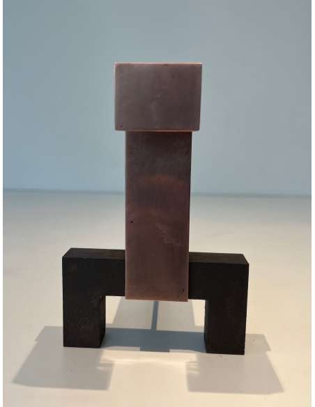 Modernist copper andirons from the 70s-Bozaart