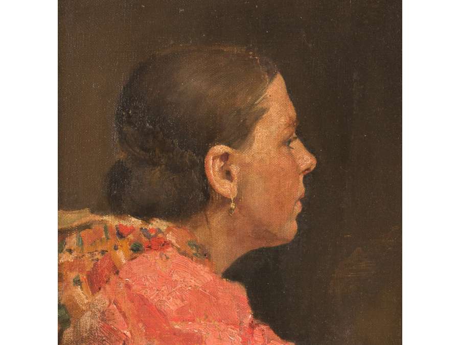Portrait de femme , Huile sur toile+de Demetrio COSOLA Année 1887