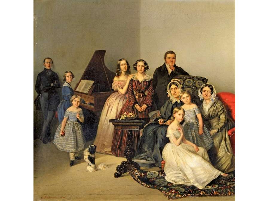 Oil on canvas by Georg von Bothmann+"Portrait of the family of Dutchess Adèle Ozarowska"