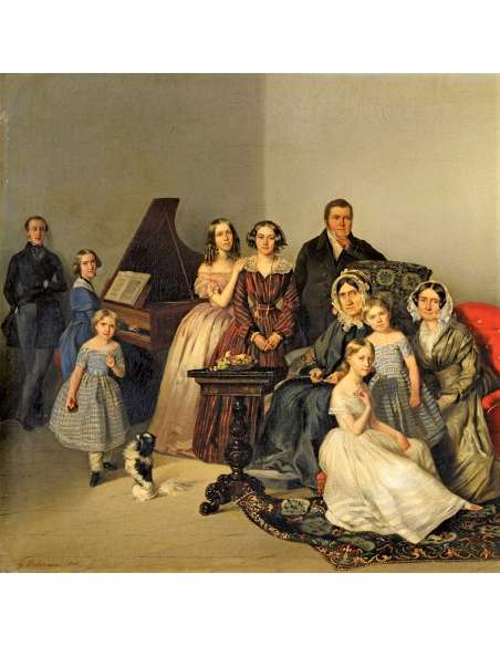 Oil on canvas by Georg von Bothmann+"Portrait of the family of Dutchess Adèle Ozarowska"-Bozaart