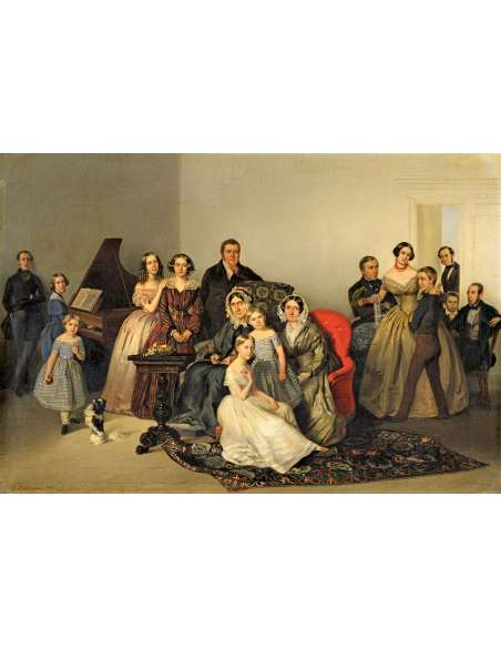 Huile sur toile de Georg von Bothmann+"Portrait de la famille de Dutchess Adèle Ozarowska"-Bozaart