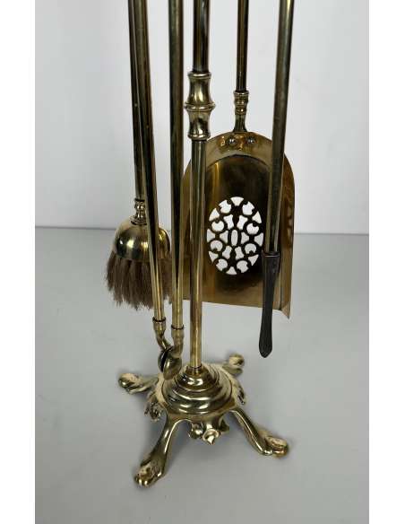 Neoclassical brass fireplace accessories from the 1940s-Bozaart