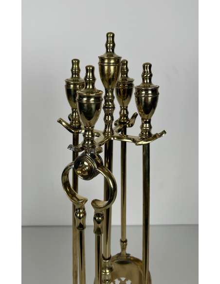 Neoclassical brass fireplace accessories from the 1940s-Bozaart