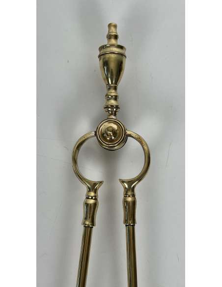 Neoclassical brass fireplace accessories from the 1940s-Bozaart