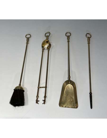Accessoires de cheminée en laiton modèle "Cheval" des années 20-Bozaart