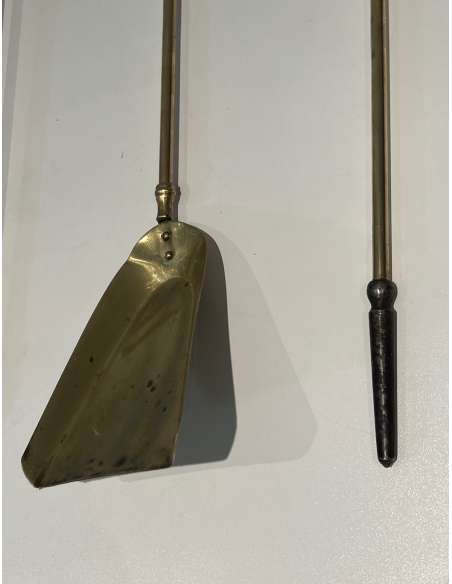 Accessoires de cheminée en laiton modèle "Cheval" des années 20-Bozaart