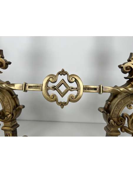 Chenets en Bronze de style renaissance de 19éme siècle-Bozaart