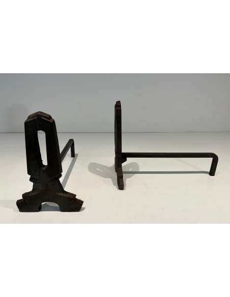 Modernist cast-iron andirons from the 1940s-Bozaart