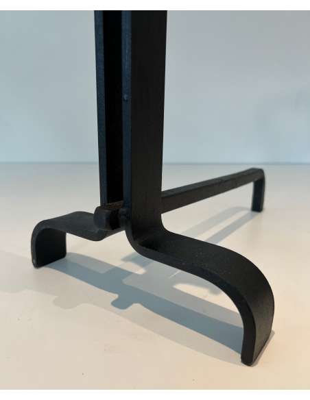 Modernist wrought iron andirons from the 1940s-Bozaart