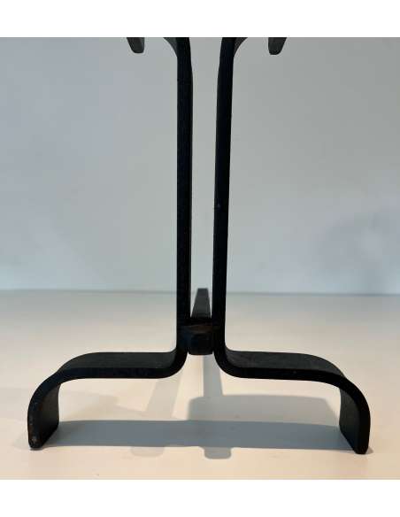 Modernist wrought iron andirons from the 1940s-Bozaart