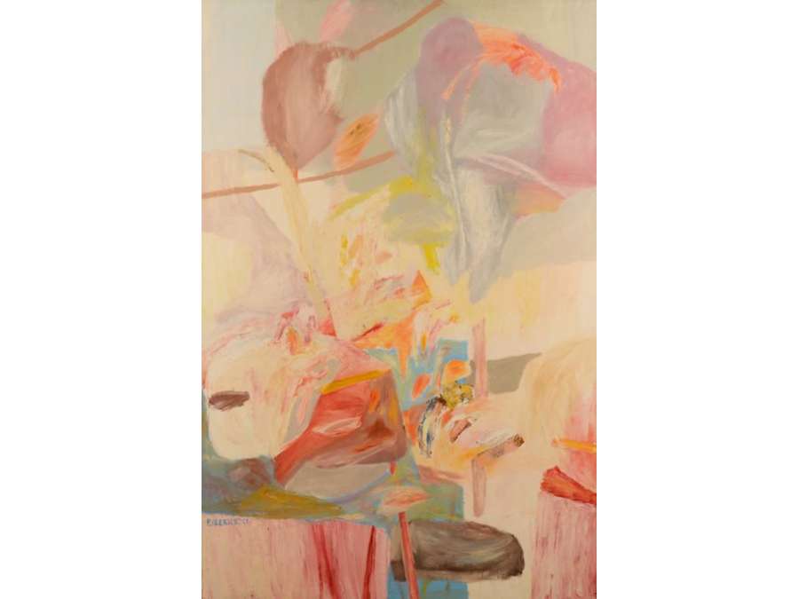 Huile sur panneau+Peinture abstraite de Pierre Vlerick