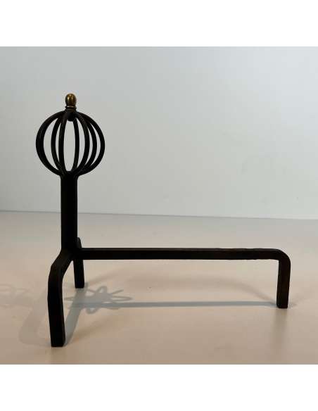 Jean Royère style wrought iron andirons from the 40's-Bozaart