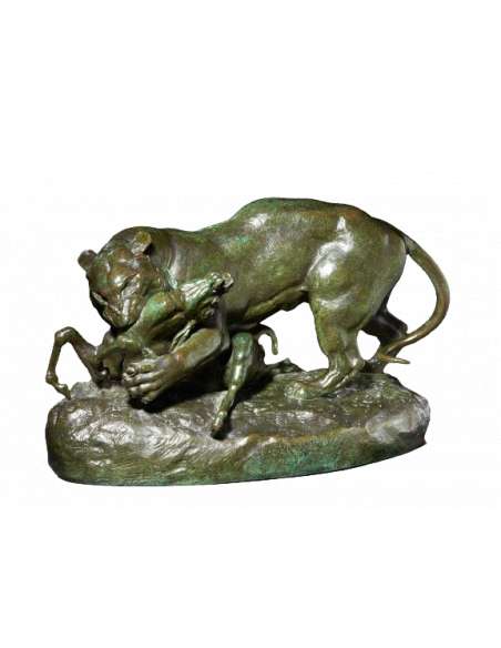 Sculpture en bronze patiné+ de Antoine-Louis Barye-Bozaart