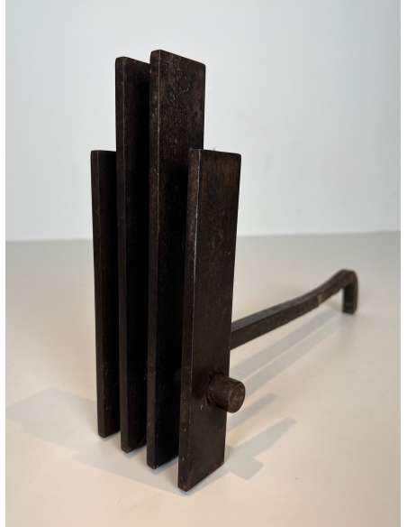Modernist steel andirons from the 50s-Bozaart