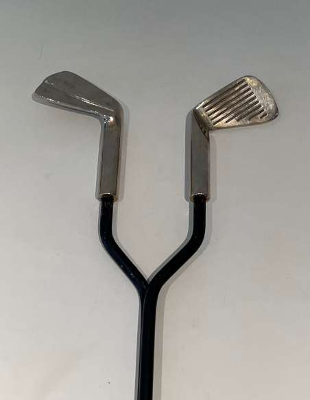 Accessoires de cheminée modèle "Golf" en métal. Année 1970-Bozaart