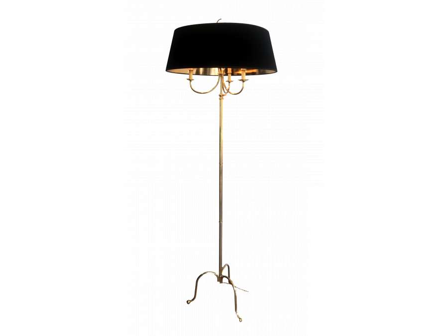 Neoclassical brass floor lamp from the 1940s