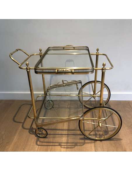 Table roulante en Laiton de style néoclassique. Design moderne, année 40-Bozaart