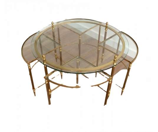 Neoclassical brass coffee table. Modern design, year 40