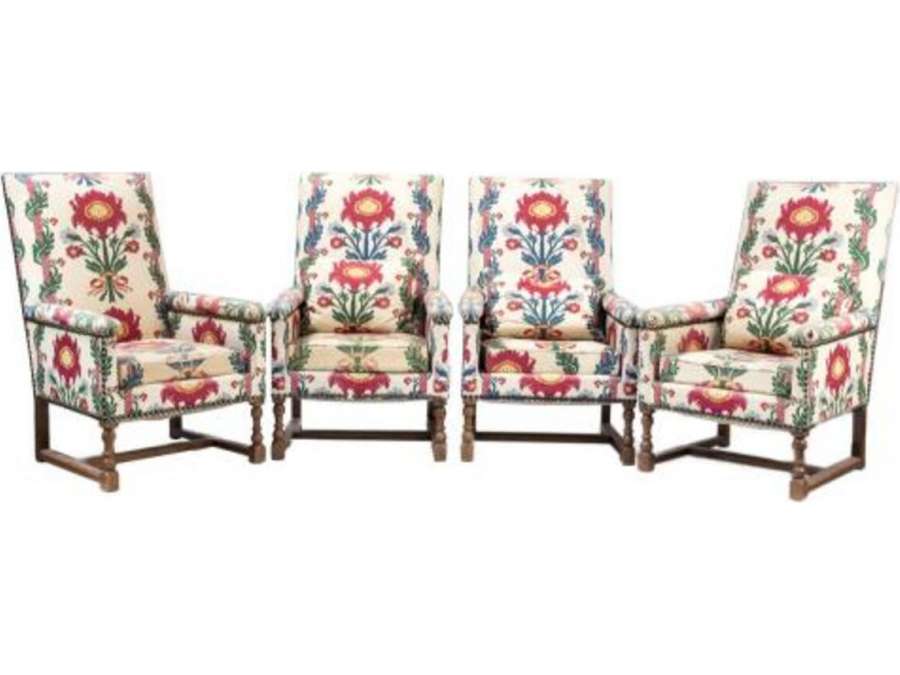 Four Louis XIV style armchairs + from the 20th century