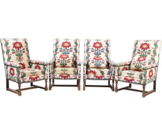 Four Louis XIV style armchairs from the 20th century