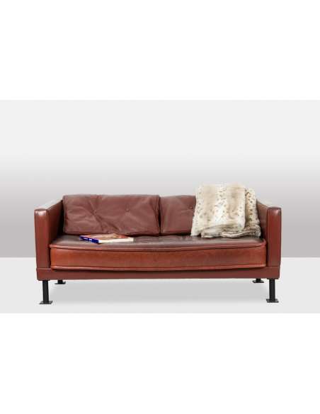 Vintage leather sofa by Christian Duc "Orwell" model-Bozaart