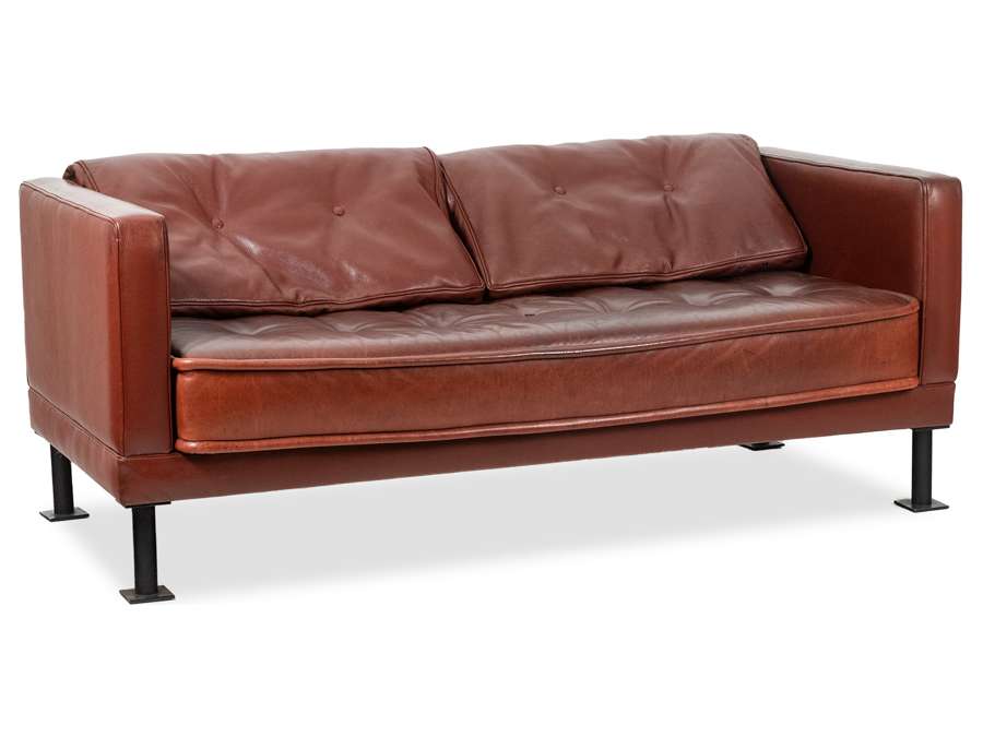Canapé vintage en cuir de Christian Duc+ modèle « Orwell »