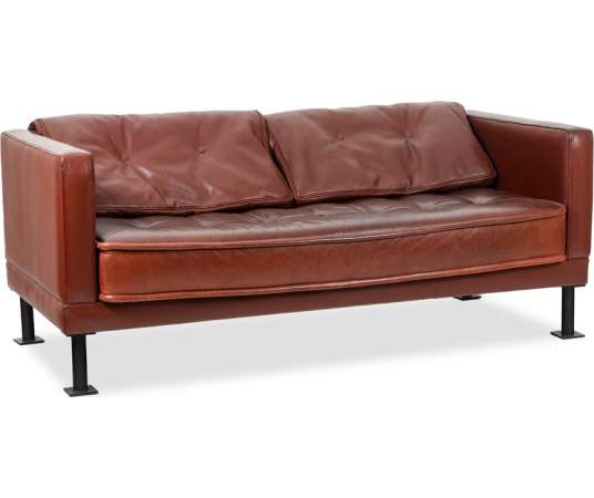 Canapé vintage en cuir de Christian Duc modèle « Orwell »