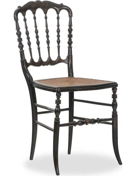 Chaise cannée en bois d'époque Napoléon-Bozaart