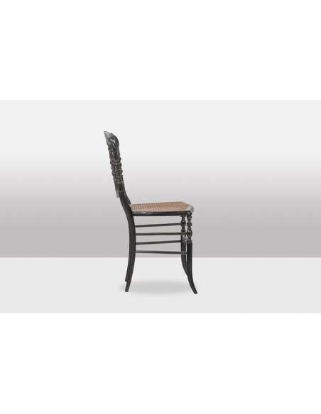 Napoleon period wooden caned chair-Bozaart