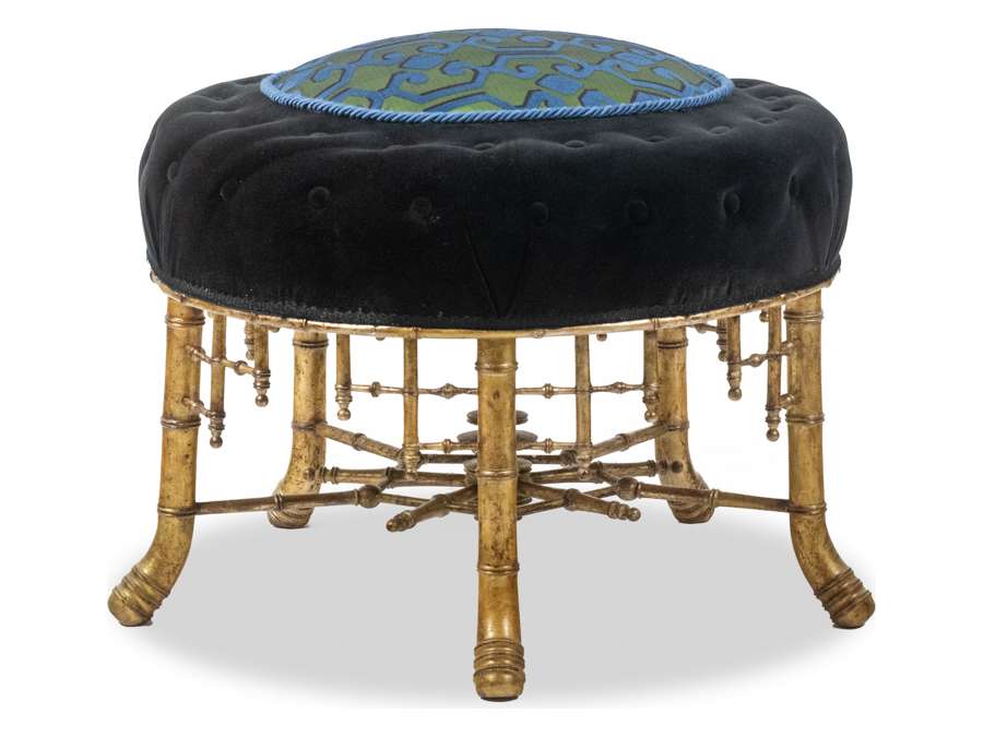 Gilded wood pouffe +19th century.