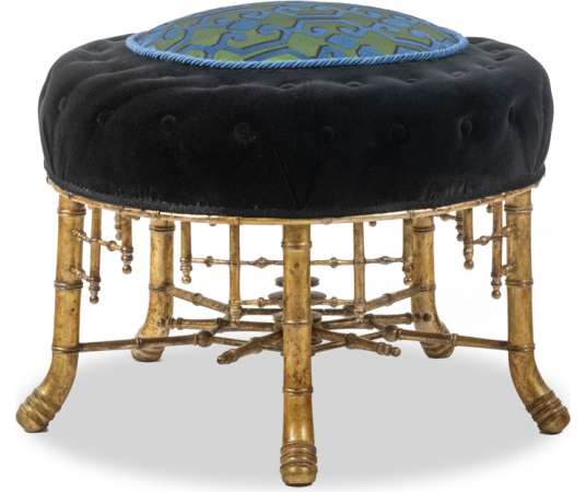 Gilded wood pouffe 19th century.