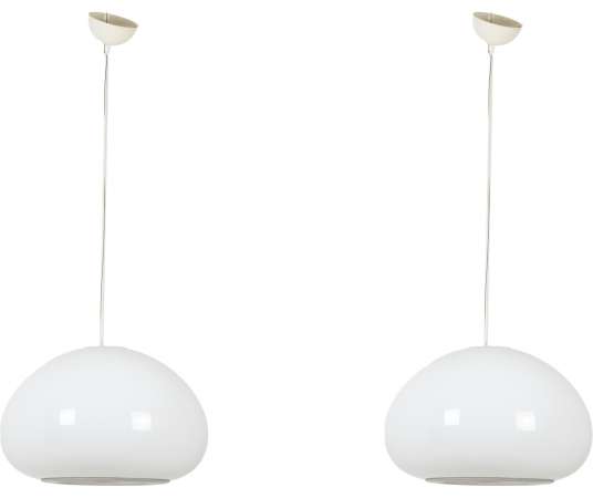 Castiglioni. Vintage chrome-plated metal hanging lamps from the 20th century