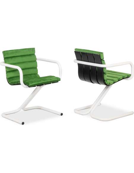 Danish design armchairs in lacquered metal, from the 70s-Bozaart