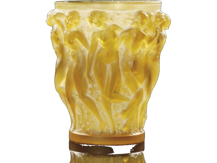 R Lalique ,Vase Bacchantes en verre de style art déco, Année 20