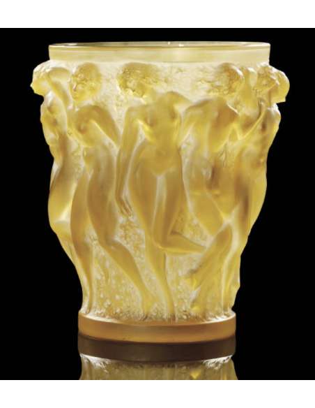 R Lalique ,Vase Bacchantes en verre de style art déco, Année 20-Bozaart