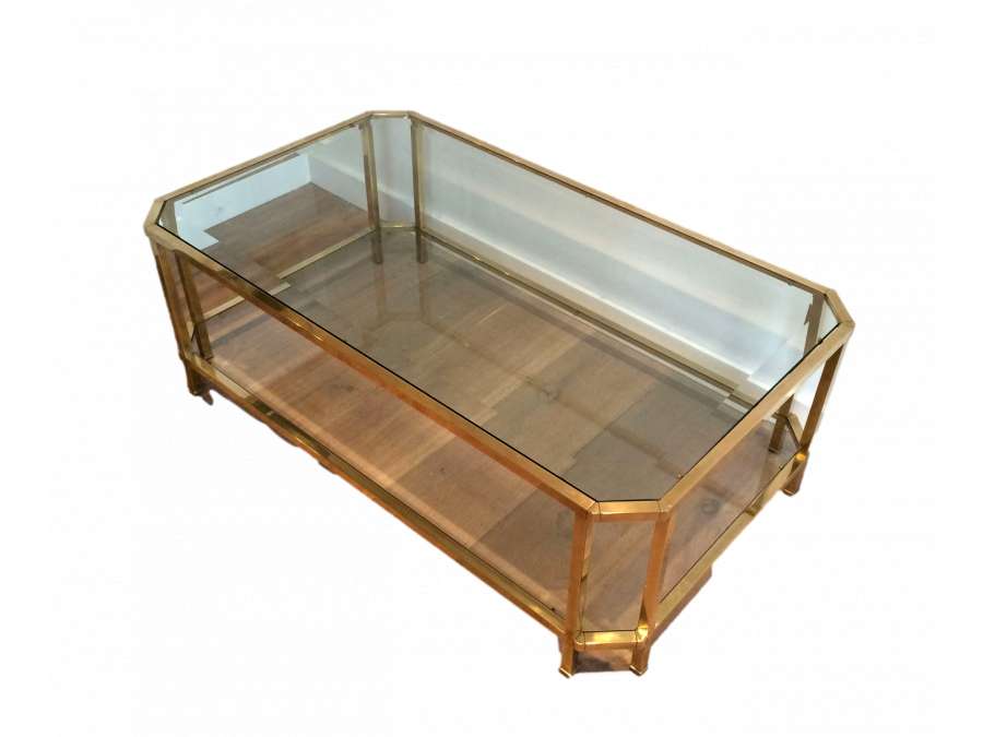 20th century octagonal brass coffee table