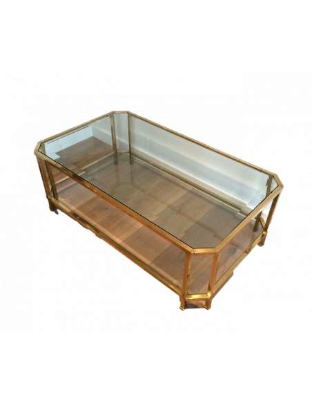 20th century octagonal brass coffee table-Bozaart