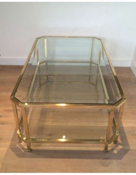 Table basse octogonale en laiton du 20éme siècle-Bozaart