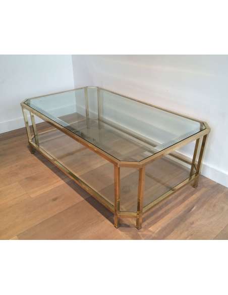 20th century octagonal brass coffee table-Bozaart